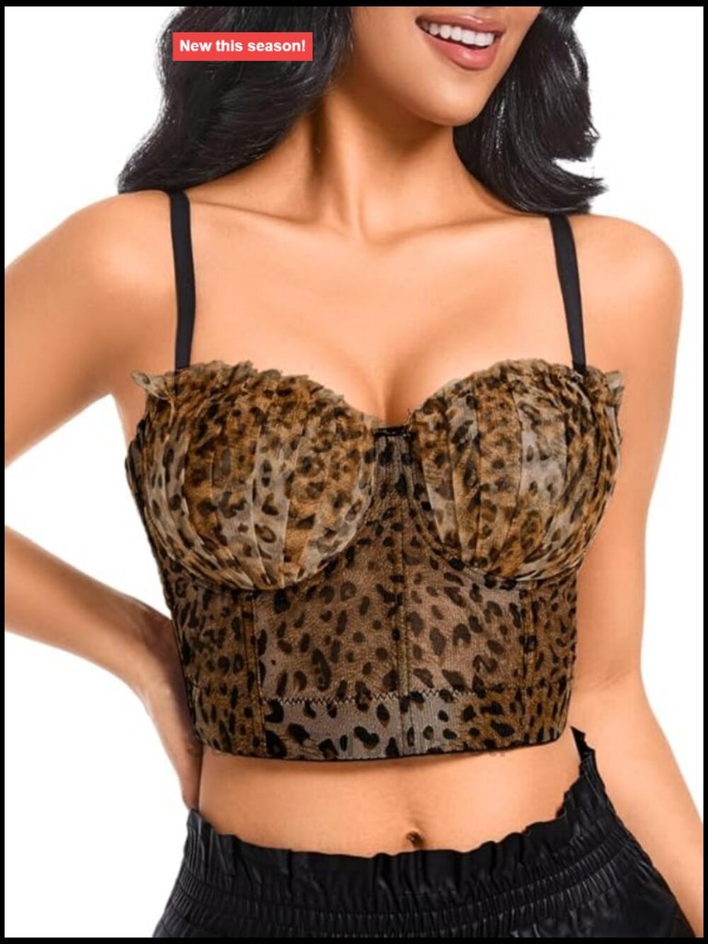 Cheetah Corset Top, Mesh Bustier, Going Out Outfit, Crop Top